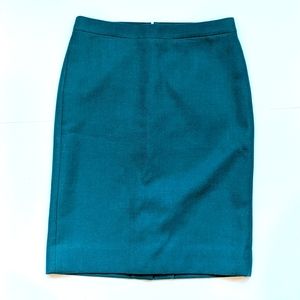 J.Crew Green No.2 Wool Pencil Skirt, Size 6